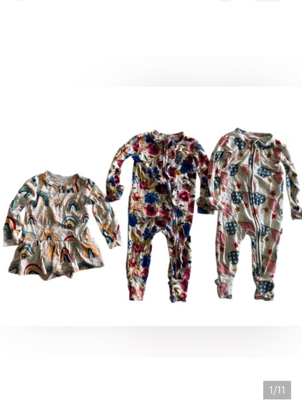 Bamboo 6-9 months Gigi & Max bundle lot- rainbows, flowers, USA